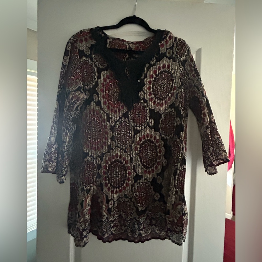 Paisley accordion style pleats top